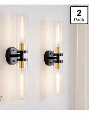 Phaosio Wall Sconces Set of 2 Black & Gold E26